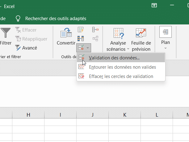 comment faire une liste déroulante sur Excel