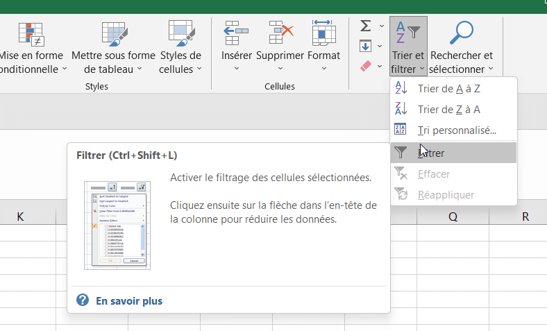 Comment filtrer sur Excel